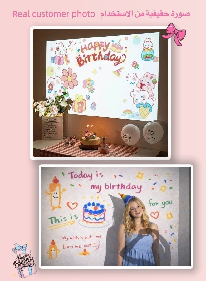 Birthday Projector Light, Party Atmosphere Projection Lamp for Kids & Adults, ins Style Photo Background with 10 Patterns, Portable Birthday Decoration, Safe ABS Battery Operated, Gift for Boys Girls - Image 3